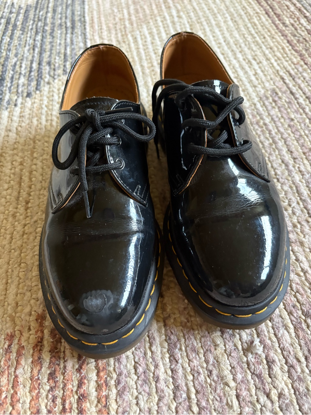 Dr. Martens Black Patent Oxfords, Sz 8w